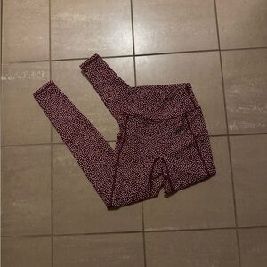 BuffBunny High-Waist Maroon & White Dot Leggings with Pockets